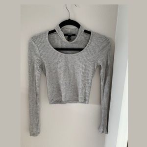 Tight fitted cropped long sleeve shirt